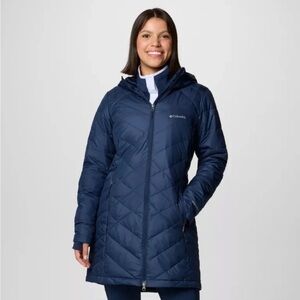 Columbia Heavenly Long Navy Hooded Jacket